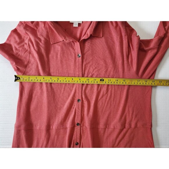 J.Jill Coral Button Front Long Sleeve Tunic Top Women’s Large Rayon Tencel - Picture 5 of 9